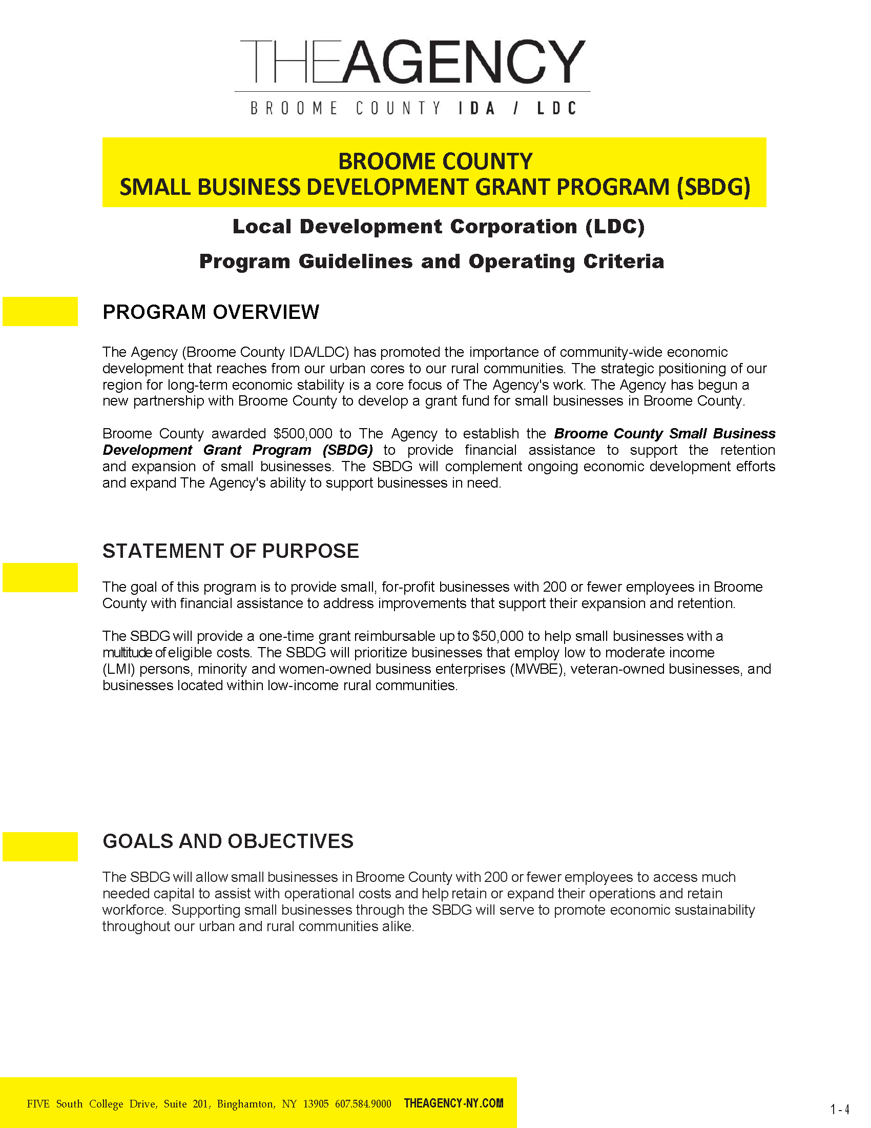 The Agency and Broome County Launch Small Business Grant Program